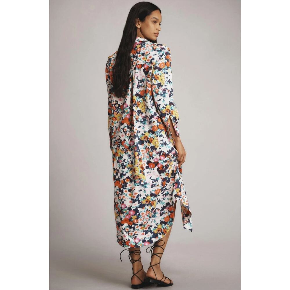 ANTHROPOLOGIE x MAEVE Soren Long-Sleeve Maxi Shirtdress Floral Sz XL $148 {3X32} - Picture 3 of 7